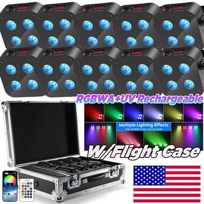 RGBWA+UV 4 LED PAR Stage Light Rechargeable Battery DJ Light Wireless APP DMX