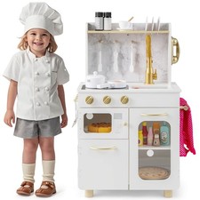 Kids Kitchen Set Pretend Play Kitchen with Stoves, Faucet, Sink, Telephone