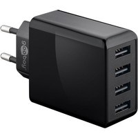 Goobay 44953 4-Fach Usb-LadegeräT 30 W Schwarz Flache Bauform USB-A Netzteil