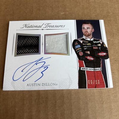 RARE SSP /15! 2016 National Treasures AUTO DUAL RELICS Austin Dillon #SDM-AD (f3