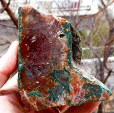 Extremely Rare Mirror Polished Turkish Green Stick Agate