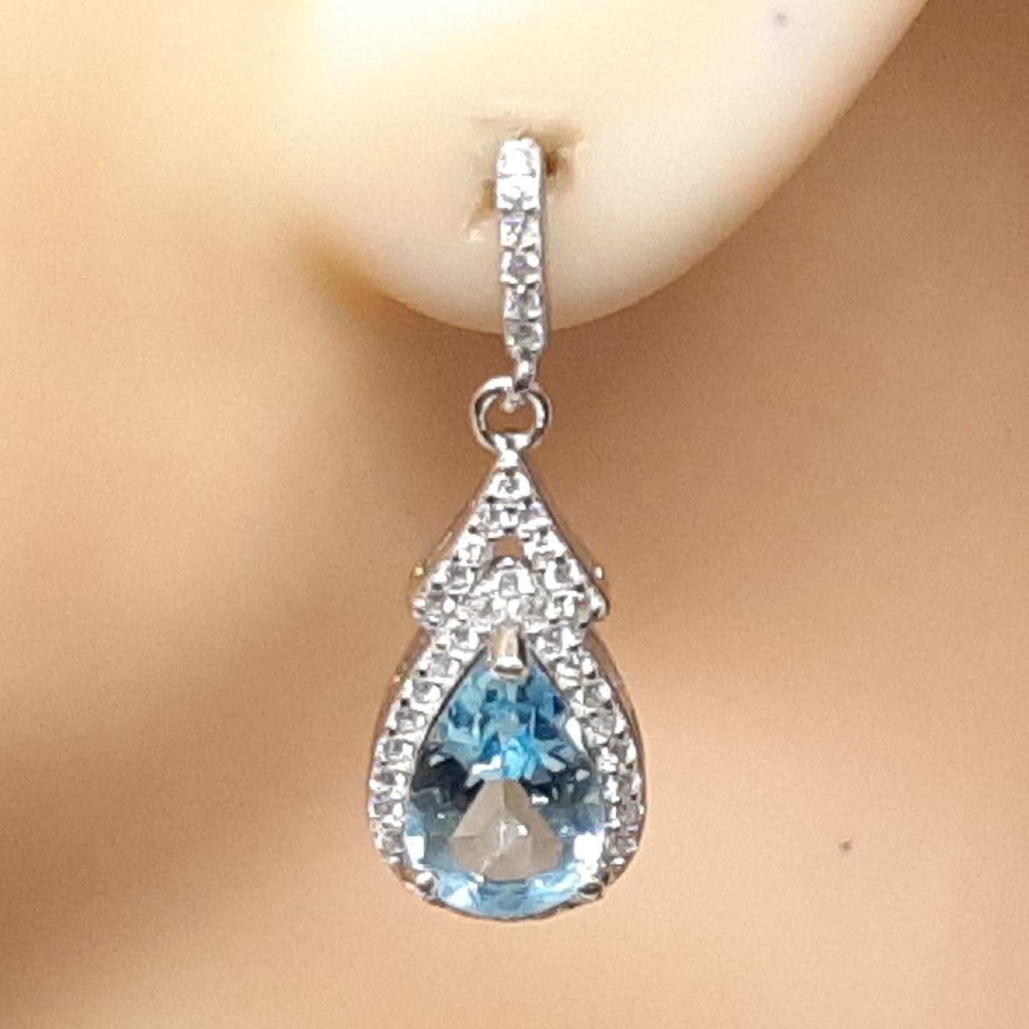 World Class 4.50ctw Swiss Topaz & White Sapphire 925 Silver Dangle Earrings