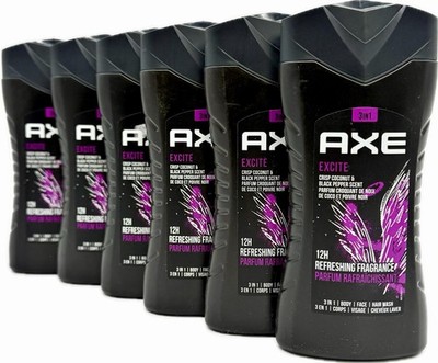 6x Axe EXCITE Duschgel 3in1 -Body -Face -Hair - 6 x 250ml