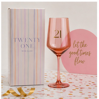 21. Geburtstag Weinglas Geschenkbox Konfetti Design by Widdop Meilenstein Geburtstag
