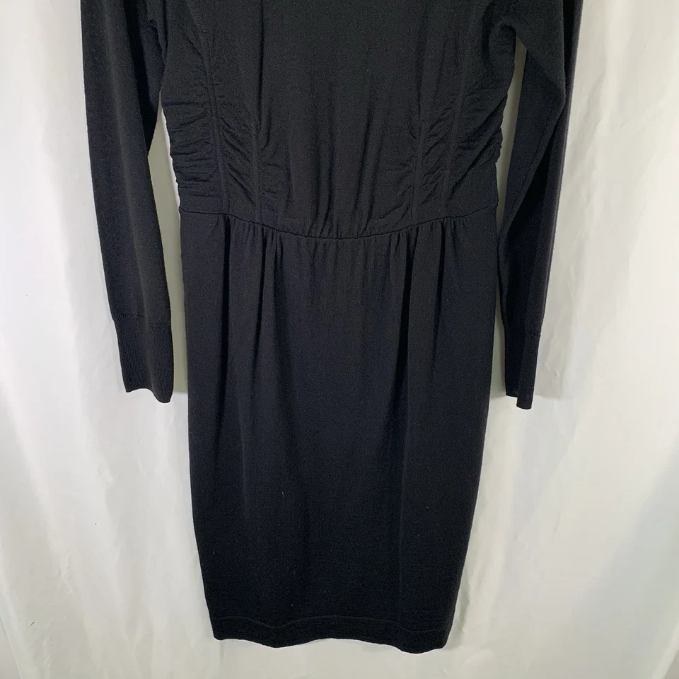 Vestido Suéter Moda International Para Mujer Grande Negro Italiano Lana Merino Midi Foto 3 de 4