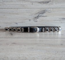 NANNI vintage Italian Designer Metal  reptile-embossed Leather Belt Sz 100/40