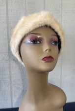 Vintage Irene of New York Beige Mink Fur Cap Hat Sz S/M 22"