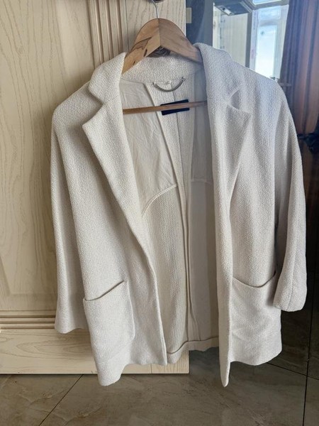 Women Massimo Dutti Coat White Viscose 36