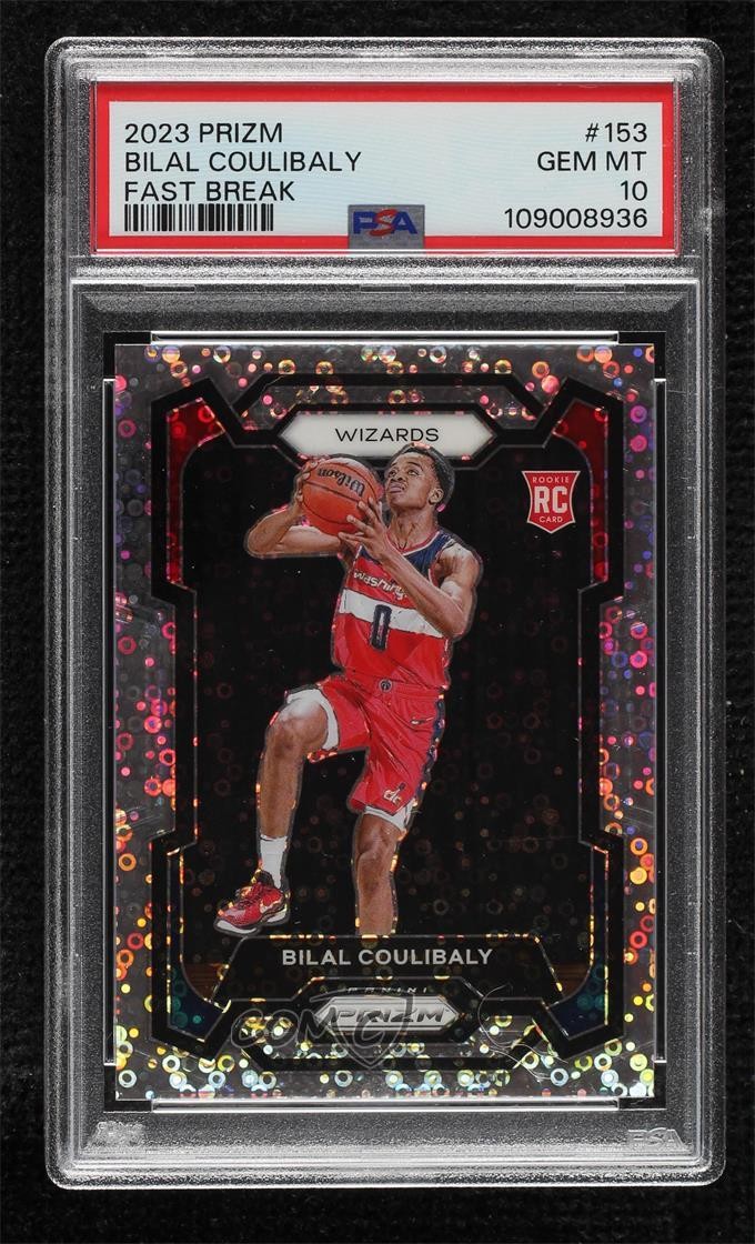 2023 Panini Prizm Fast Break Bilal Coulibaly #153 PSA 10 GEM MT Rookie RC 14t3