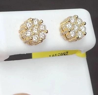 1.50CT Round Lab Created Diamond Cluster Studs Earrings 14K Yellow Gold Over