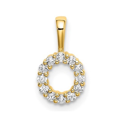 14k Gelbgold kleine Initiale O Diamant Anhänger Geschenk für Mutter
