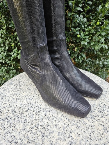 Donald Pliner Stretch Distressed Black Pull Up Boots  Size : 8M - Picture 16 of 18