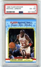 MICHAEL JORDAN~1988 FLEER STICKER PSA-6 EX-MT HOT NBA 3RD YEAR CARD#7 (NEW CASE)