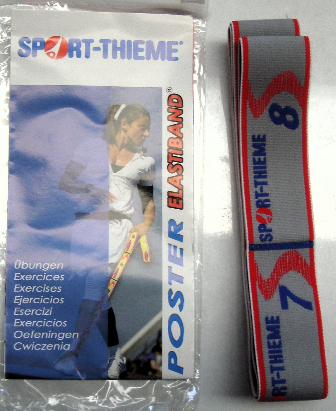 Sport Thieme Elastiband 15kg Zugkraft mit Übungsposter