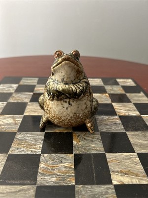 Frog with Arms Crossed 5 in Ceramic Figurine Hand Painted Very Cute!