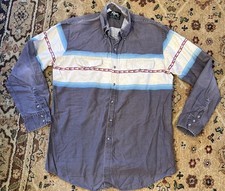 Vintage Roper Long Sleeve Button Shirt Gray Mens XL Aztec Western Cowboy USA