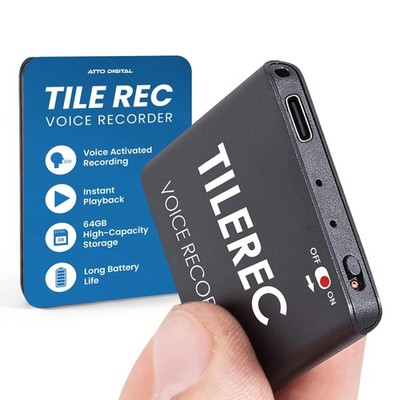 TileRec Voice-Activated Audio Recorder   64GB Digital Dictaphone with Play