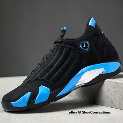 Nike Air Jordan 14 Retro Shoes Black University Blue 487471-007