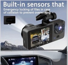 4K 1080P Ultra HD Car Dash Cam with 32GB SD Card - 3-Channel Front/Rear/Interior