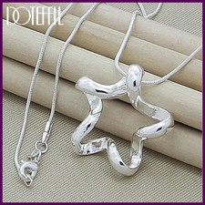 Silver Starfish Pendant Necklace 16-30 Inch Snake Chain for Women Jewelry