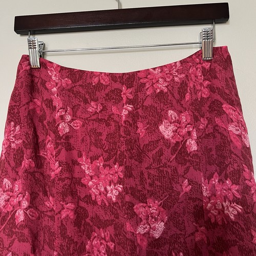 Vintage INC International Concepts 100% Silk Skirt Size 6 Dark Pink Coquette Y2K - Picture 3 of 12