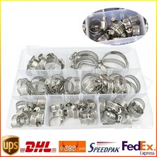 60pcs Adjustable Hose Clamps Worm Gear Stainless Steel Clamp Assortment 7 Size