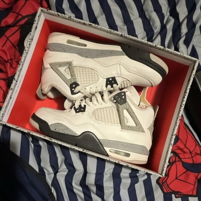 Jordan Air Jordan 4 Men's Mid Top Lace-Up Sneakers White/Gray/Black