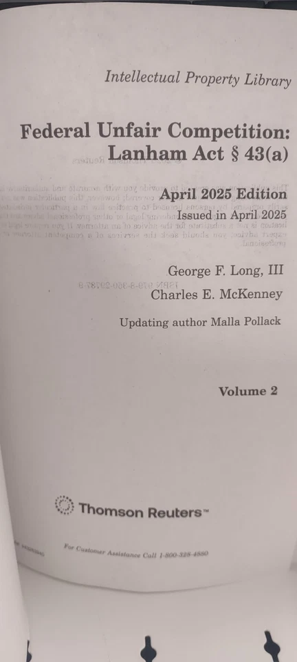 Federal Unfair Competition Lanham Act, 2025 ed Thomson Reuters - Image 4 of 4