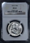 1957-D 50C FRANKLIN SILVER HALF DOLLAR KM# 199 NGC MS 64 A6382