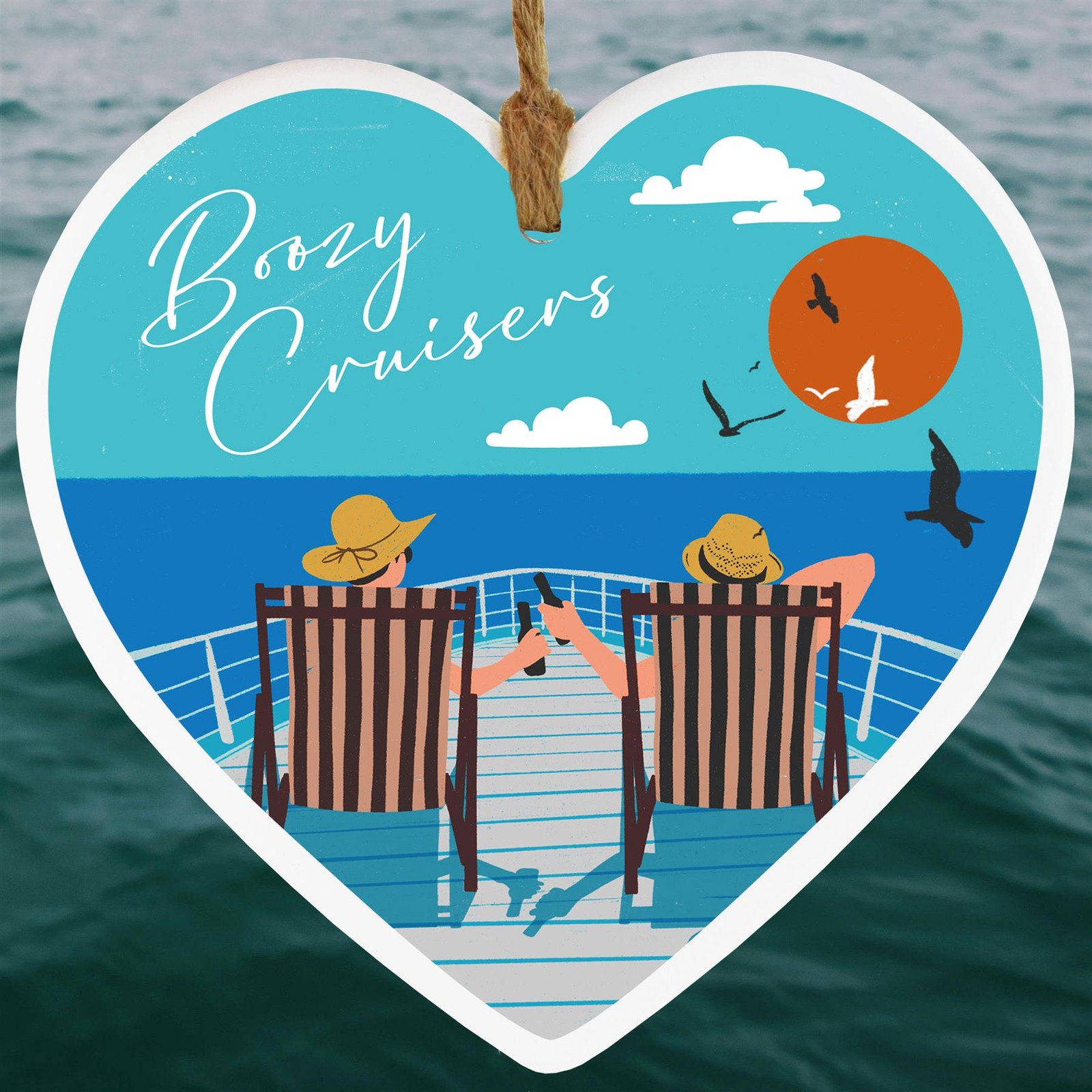 Boozy Cruises Couple On Cruise Ship Cheers On Ceramic Heart Plaque