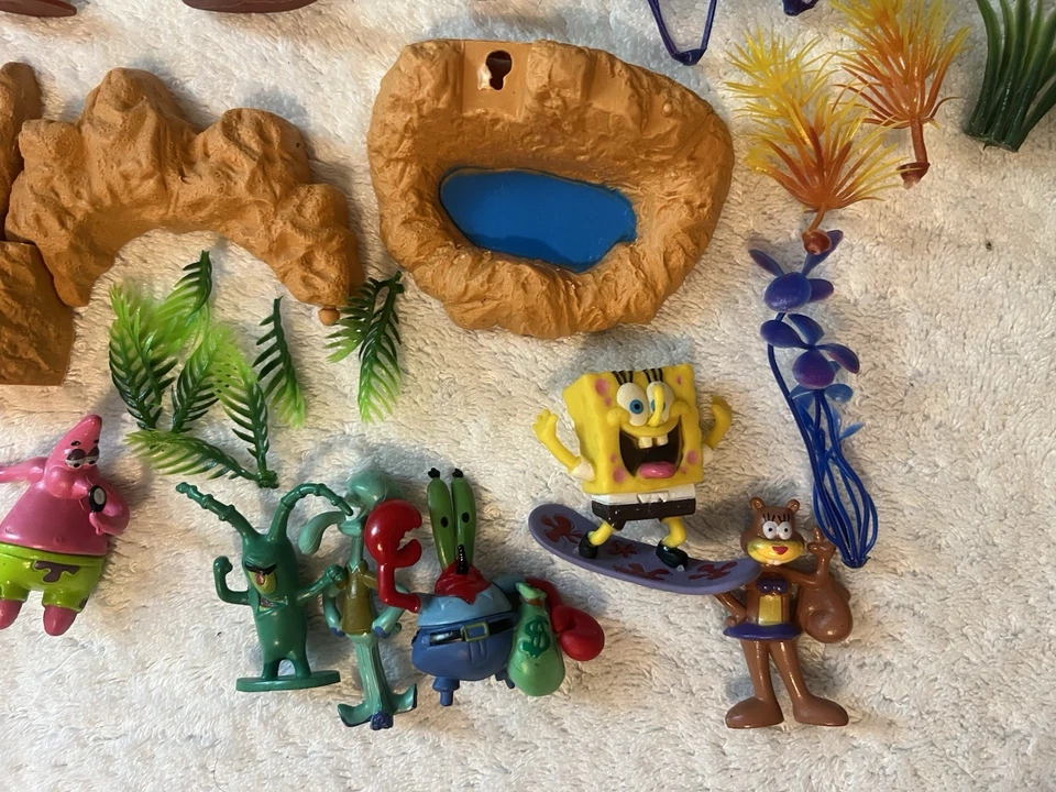 Bob Esponja Pantalones Cuadrados 7 Piezas Cumpleaños Cupcake Topper/Mini Estatuillas 2”-2.5” Alto. Foto 2 de 4