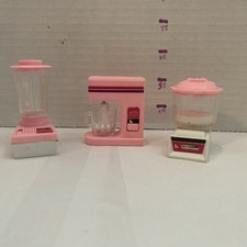 Vintage Barbie Doll Kitchen Appliances Lot Of 3 Mixer Blender Food Processor