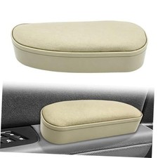 Car Door Armrest Pad, Adjustable Leather Elbow Rest with Storage Box, Beige