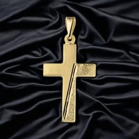 AnhäNger Kreuz 333 Gold Gelbgold Teil Matt GehäMmert KreuzanhäNger