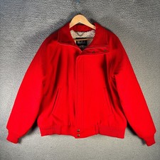 Vintage Woolrich Wool Jacket Mens L Red Sherpa Lined Bomber Made USA Coat