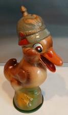 Alte Candybox Ostern Ente Pickelhaube Pappmache  bef&uuml;llbar 20 cm Sammler