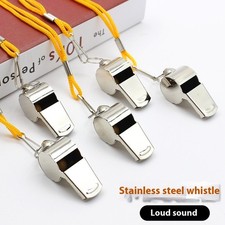 Metal Referee Whistle Stainless Steel with Lanyard Loud Sports Coaching