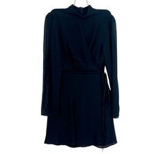 Reformation Otessa Wrap Dress Black Size Large Pre-Loved