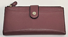 Osprey London Burgundy Leather Matinee Wallet 26 Card Slots Large Zip Wallet