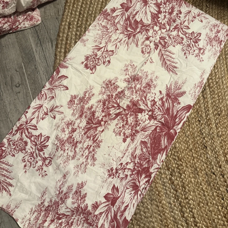 Juego de sábanas Pottery Barn rojo blanco floral toile talla king. ¡Impresionante sin usar! Foto 4 de 4