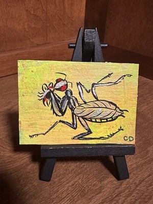 ACEO Original Praying Mantis Insect Wildlife Illustration ArtisticSubversions