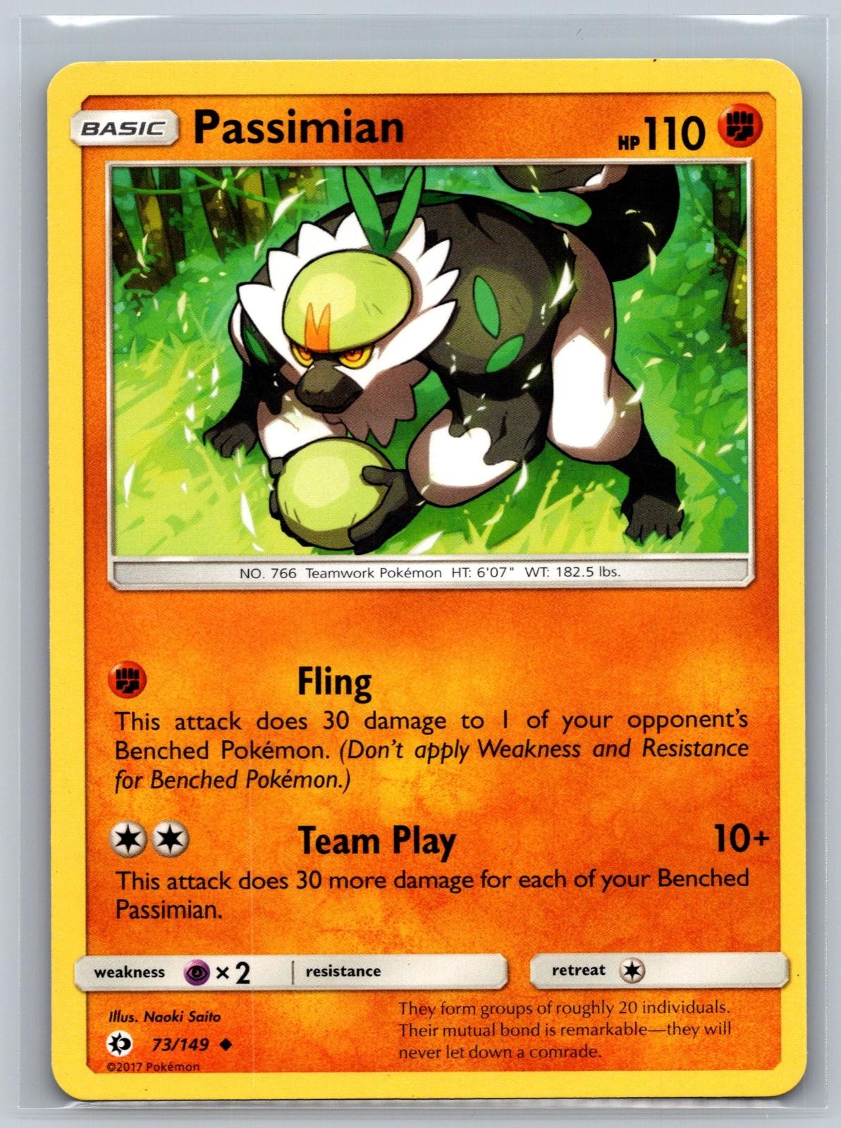 Passimian 73/149 Uncommon SM Base Set Pokemon Card Near Mint