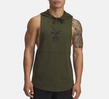 Under Armour Men's Project Rock Sleeveless Hoodie Olive Green, M