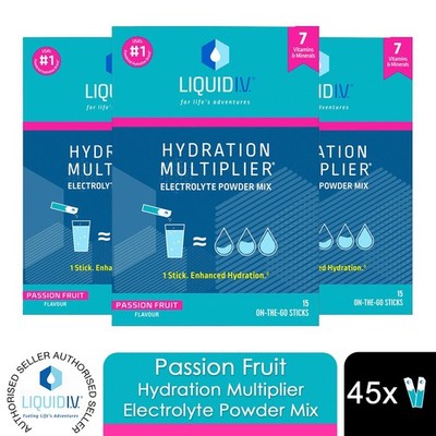 Liquid I.V. Passionsfrucht Hydration Multiplier Elektrolyt Pulver Mix, 45 Beutel