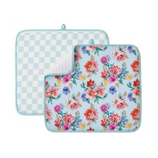 Printed Dish Drying Mats for Kitchen Counter 2 Pack Absorbent Reversible Dryi...