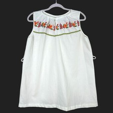 Vintage Sears Embroidered Sleeveless Blouse White Floral Rickrack Trim Size 38