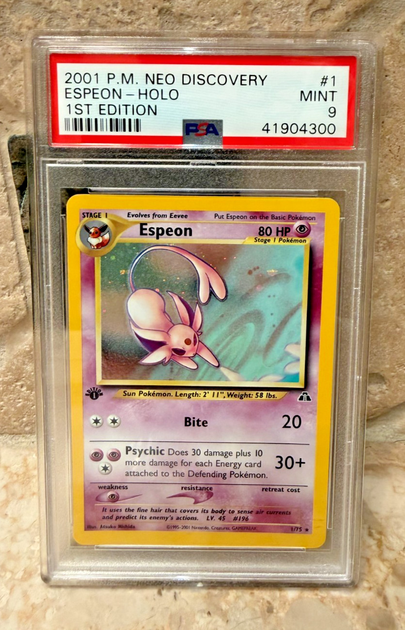 2001 Pokemon Neo Discovery Espeon Holo 1st Edition 1/75 PSA 9