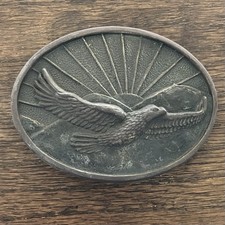 Vintage Belt Buckle Flying Eagle 1978 BTS Solid Brass Made USA Patriotic America
