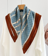 70 Cashmere 30 Silk Shawl Bandanna Scarf 65X65cm Wrap chain Print Double Face