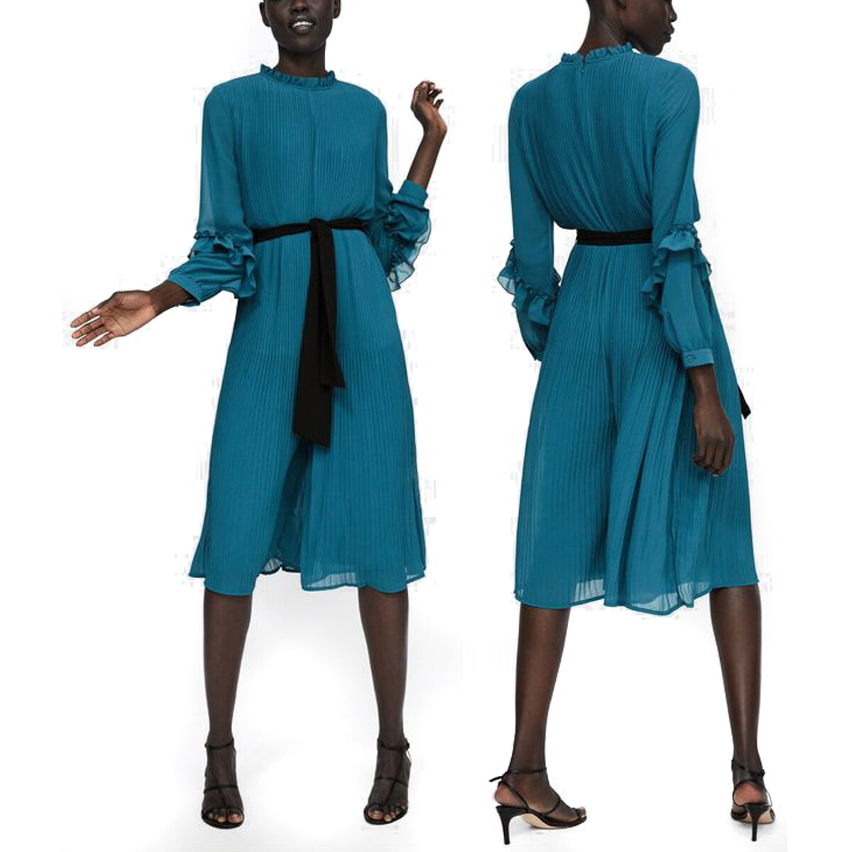 ZARA Women's Pleated Jumpsuit Dress 2157/244/829 Cobalt Blue Large